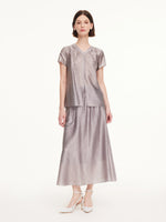 Acetate Blend Beaded V-Neck Blouse And Skirt Two-Piece Set GOELIA