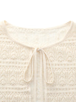 Tie Front Openwork Cardigan And Knit Strap Dress Two-Piece Set GOELIA