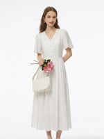 [Preview] Tencel Blend V-Neck Women Maxi Dress GOELIA
