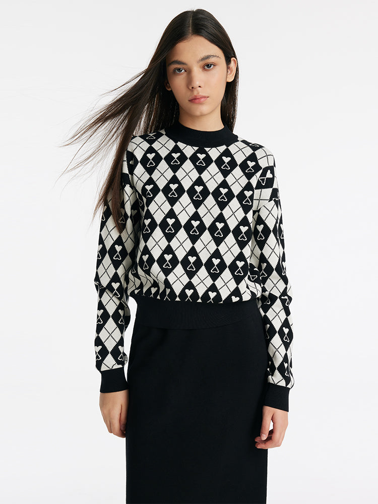 Knitted Jacquard Sweater And Half Skirt Two-Piece Set GOELIA