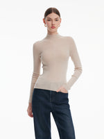 [Preview] 100% Wool Seamless Mock Neck Women Knit Top GOELIA