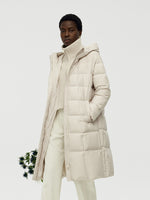 Patchwork Hooded Long Goose Down Coat GOELIA