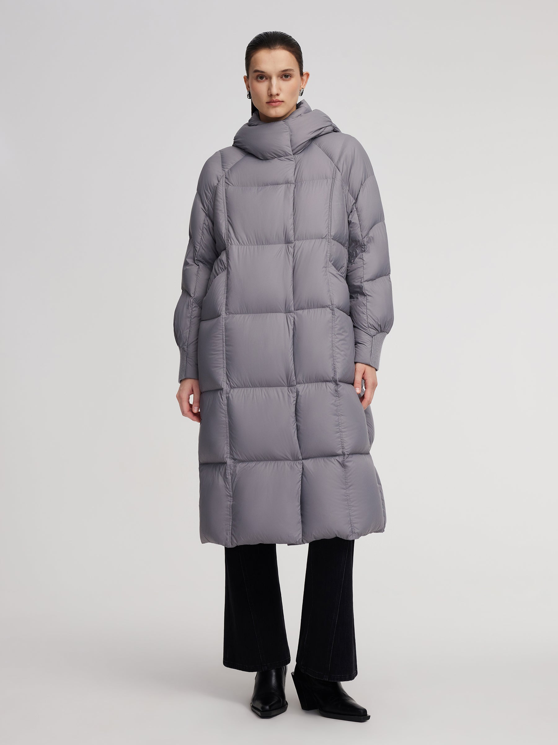 Lightweight Windproof Hooded Long Goose Down Coat GOELIA