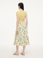 Cotton Lemon Print Women A-Line Skirt GOELIA