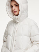 Cocoon Hooded Zip-Up Long Goose Down Coat GOELIA