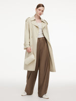 Cotton Blend Double-Breasted Women Belted Trench Coat GOELIA