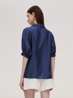 Tencel Blend Loose Fit Women Blouse With Silk Scarf GOELIA