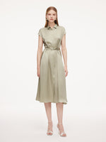 19MM Mulberry Silk Front Knot Women Self-Tie Maxi Dress GOELIA