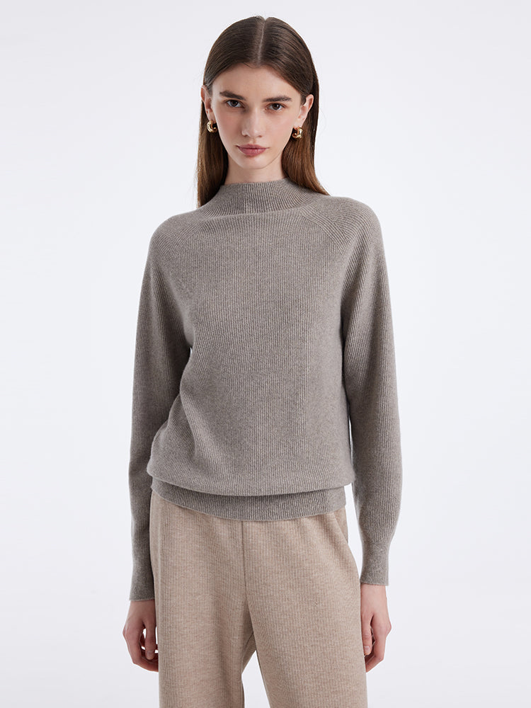 100% Cashmere Mock Neck Women Sweater