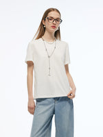 Crew Neck Heart Decorated Convertible Women T-Shirt GOELIA