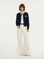 Tencel Wool Blend Heart Print Women Cardigan GOELIA