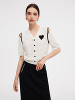 V-Neck Cut-Out Knitted Top And Half Skirt Two-Piece Set GOELIA