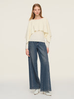Tencel Wool Blend Women Knit Top With Pullover Cape GOELIA