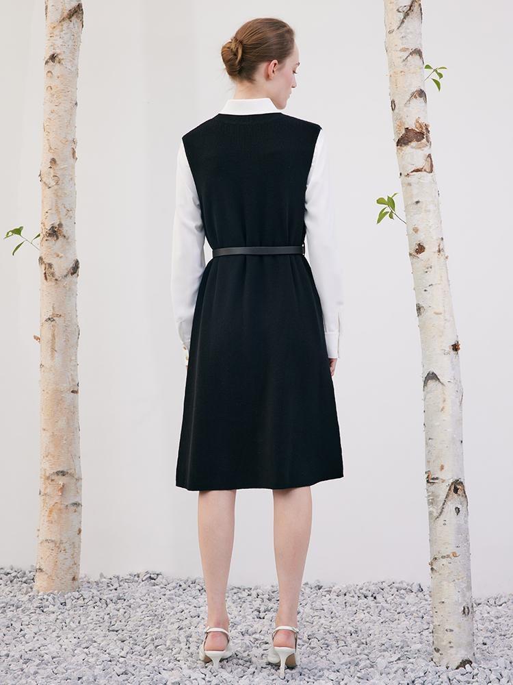 Black Vest Dress And White Women Shirt Dress Two-Piece Set – GOELIA