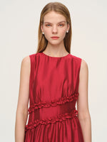 Tencel Blend Ruffle Women Sleeveless Tiered Maxi Dress GOELIA