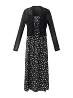 Floral Print Strap Side Slit Maxi Dress And Cardigan Two-Piece Set GOELIA