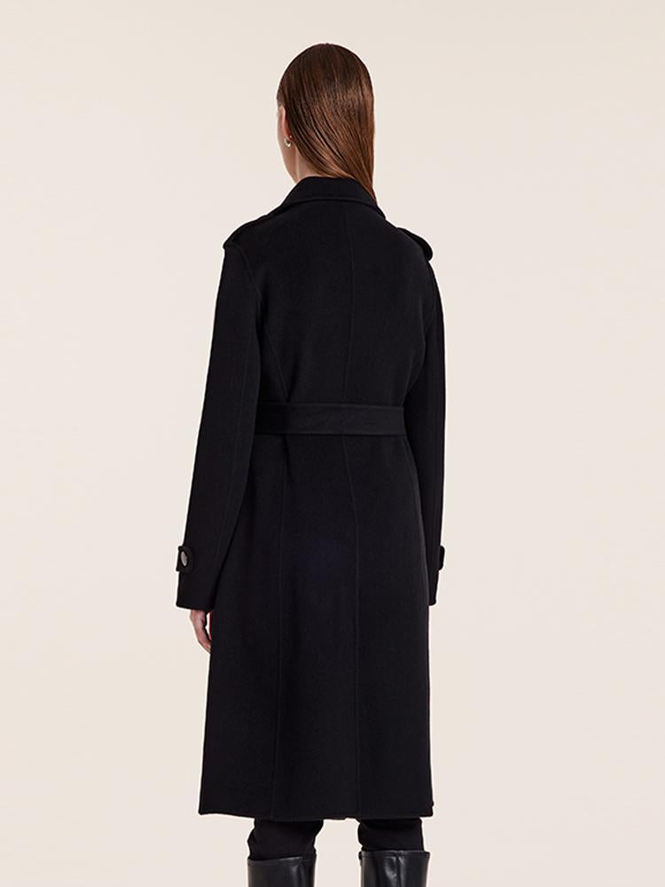 Wool And Cashmere Double-Breasted Lapel Women Coat GOELIA