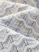 Cotton Blue And White Gradient Stripe Women Cardigan GOELIA