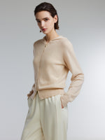 [Preview] 100% Cashmere Seamless Women Hooded Zip-Up Cardigan GOELIA