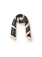 Black And Pink Polka Dots Printed Pure Silk Scarf GOELIA