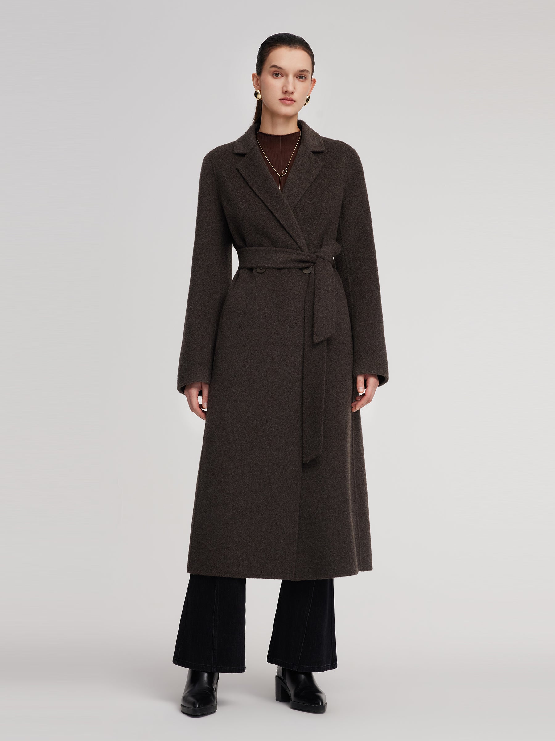 [Preview] Camel Hair Wool Blend Women Wrap Overcoat GOELIA
