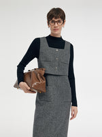 Washable Wool Vest Midi Dress And Knit Top Two-Piece Set GOELIA
