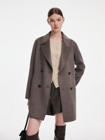 [Preview] Cashmere Wool Blend Double-Faced Women Mid-Length Coat GOELIA