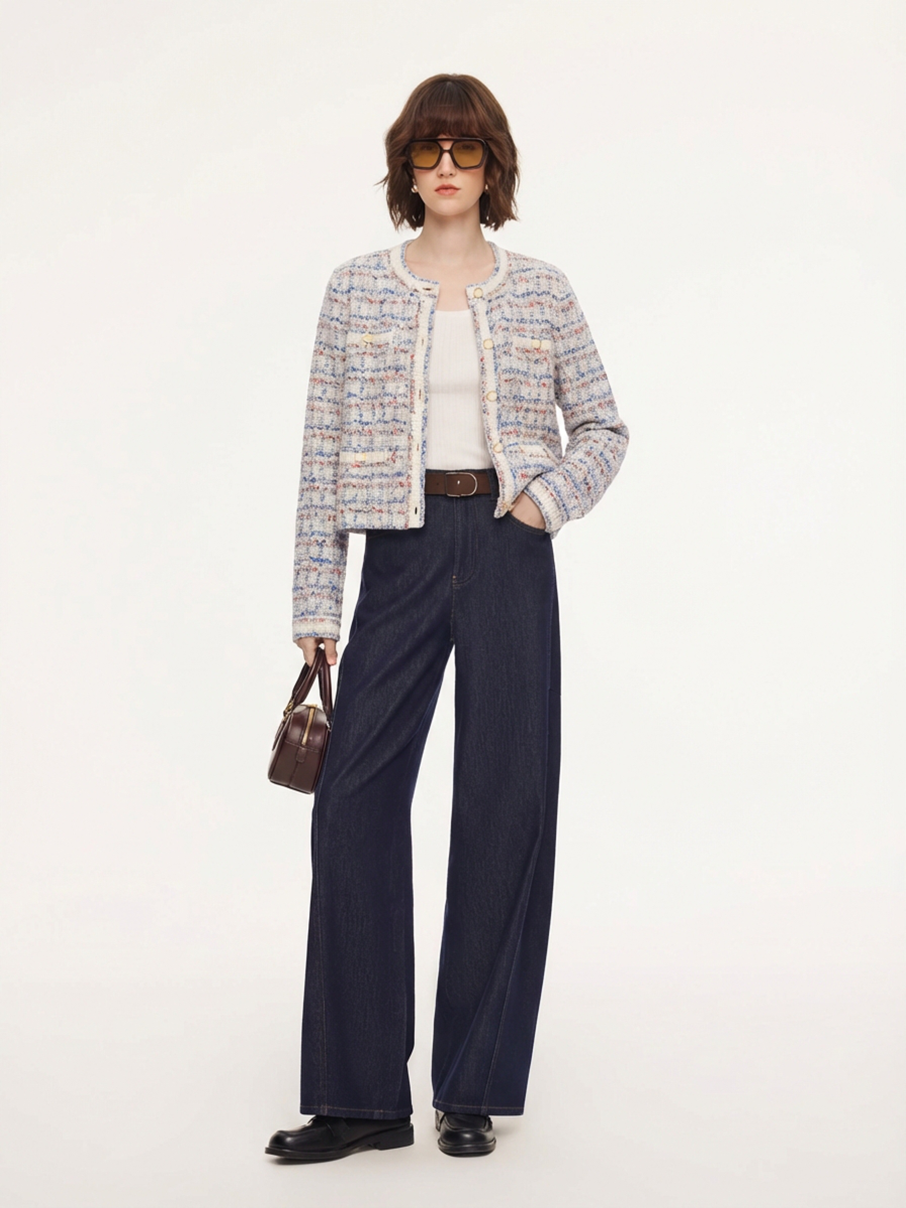 Wool Blend Jacquard Women Cardigan GOELIA