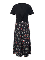 16MM Mulberry Silk Acetate Blend Patchwork Women Side Slit Maxi Dress GOELIA