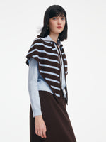 Tencel Wool Blend Striped Knit Triangular Scarf GOELIA