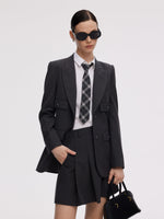 Worsted Wool Blend Notched Collar Women Blazer GOELIA