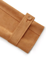 Faux Suede Women Trench Coat With Belt GOELIA