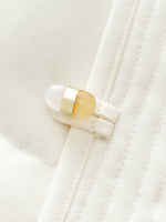 [Preview] Frog-Button Goose Down Cropped Jacket With Faux Fur Collar GOELIA