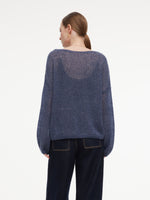 Cashmere Mulberry Silk Blend Boat Neck Women Knit Top GOELIA