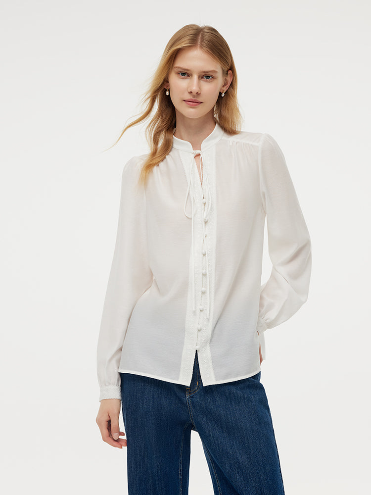 Tie Front Neck Women Blouse GOELIA