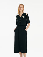 V-Neck Cut-Out Knitted Top And Half Skirt Two-Piece Set GOELIA