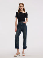 Denim Women Ankle-Length Cuffed Jeans GOELIA