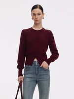 Tencel Blend Puff Long Sleeve Women Knit Top GOELIA