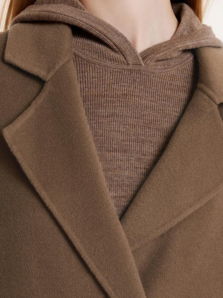 Coffee Tencel Wool Double-Faced Coat GOELIA