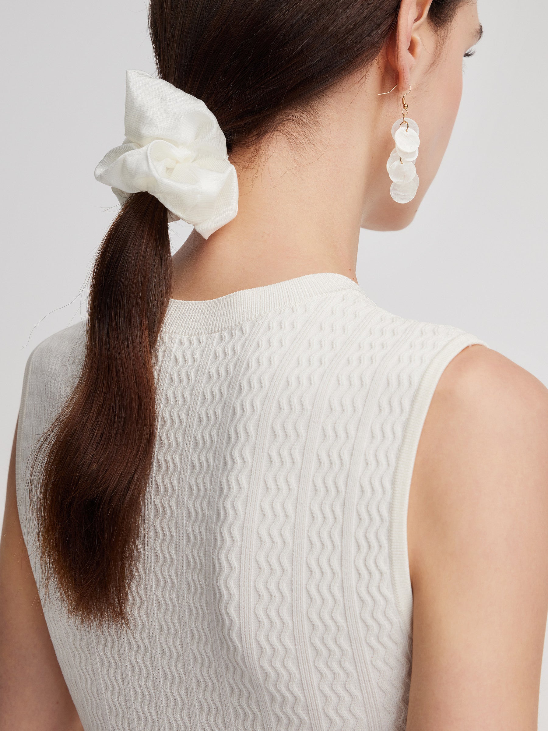 Patchwork Round Neck Sleeveless Women Maxi Dress With Scrunchie GOELIA