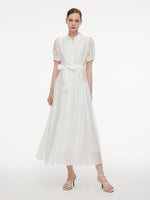 [Preview] Lyocell Blend Women Belted Maxi Shirt Dress GOELIA