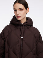 Diamond Quilted Hooded Unisex Long Goose Down Coat GOELIA
