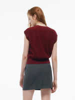 Tencel Blend Stripe Letter Print Women Cap Sleeve Knit Top GOELIA
