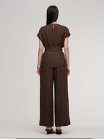 100% Linen Blouse And Pants Two-Piece Set GOELIA