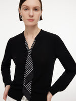 [Preview] Tencel Blend V-Neck Women Cardigan With Silk Scarf GOELIA