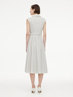 Notched Lapel Women Sleeveless Belted Maxi Dress GOELIA