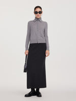 100% Cashmere Folded Collar Women Cardigan GOELIA