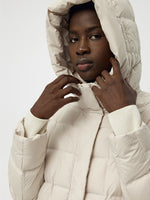 Patchwork Hooded Long Goose Down Coat GOELIA