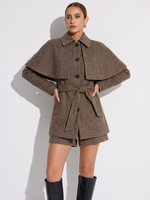 100% Washable Merino Wool Women Wrap Cape Coat GOELIA