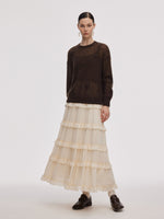 Mohair Wool Blend Women Hand-Crocheted Floral Sweater GOELIA